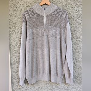 Alan Flusser Men's Light Taupe Half-Zip Knit Sweater